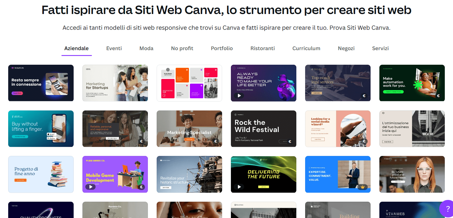 Modelli di siti web Canva